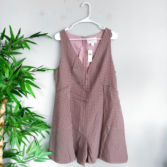 SOLD Anthropologie Mare Mare Houndstooth Tweed Romper NWT in Red & Black Large - Picture 7 of 16